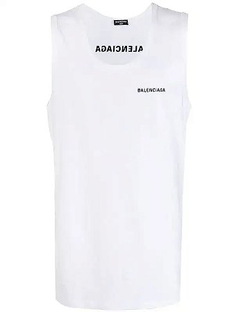 Balenciaga Camiseta Regata Logo Embroidered Loose Branco