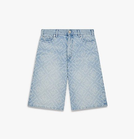 Casablanca Bermuda Jeans Pearl Monogram Azul