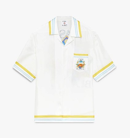 Casablanca Set Camisa e Calça Seda White Tennis Landscape Branca