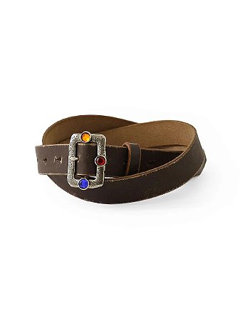 Kapital Cinto de Couro Studded Disco Buckle Marrom