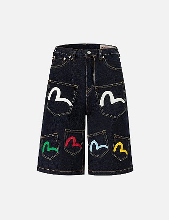 - Evisu Bermuda Denim Multi-Pocket Fashion Fit Indigo