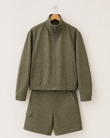 Gucci Jaqueta e Bermuda in GG Fabric Verde