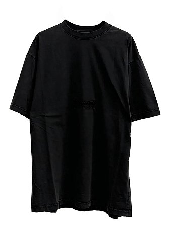 Balenciaga Camiseta Embroireded Logo Preta