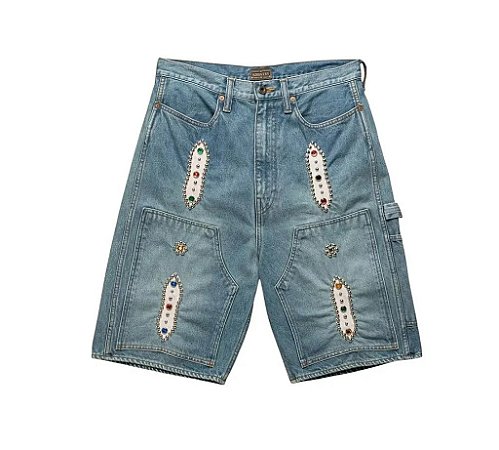 Kapital Bermuda 14oz Denim Studs Remake Azul