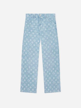 Casablanca Calça Denim Monogram Bleached Azul