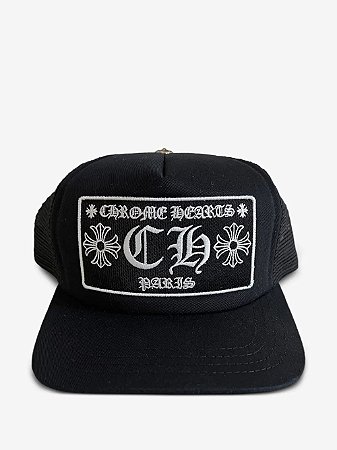 Chrome Hearts Boné Trucker CH Paris Preta
