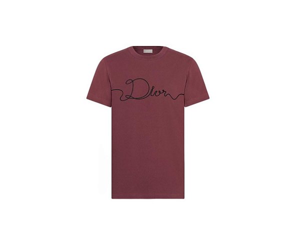 Dior Camiseta Ribbon Bordado Vermelho
