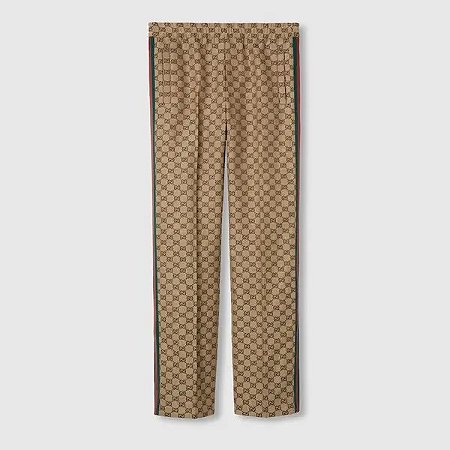 Gucci Calça Jogging GG Blend Canvas Marrom