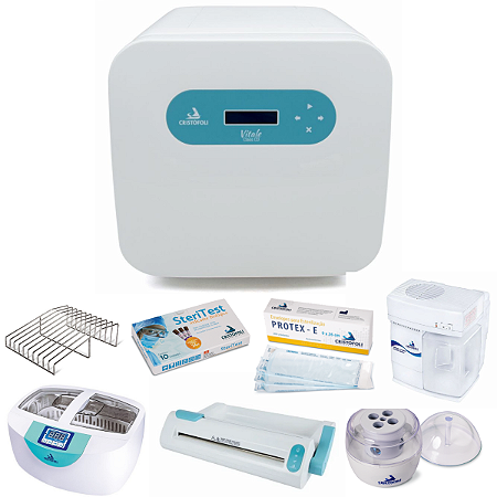 Kit Pro Biosegurança Autoclave Vitale Class CD 12L Cristófoli + Cuba Lavadora Ultrassônica (220V) + Seladora + Destilador (220V)