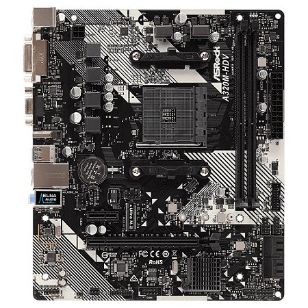 Placa Mãe ASRock A320M-HDV R4.0, AMD AM4, Micro ATX, DDR4