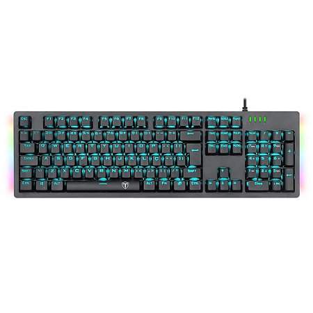 Teclado Mecânico Gamer T-Dagger Bermuda, LED Azul com Underglow Rainbow, Switch Blue, ABNT, Preto - T-TGK312-BL