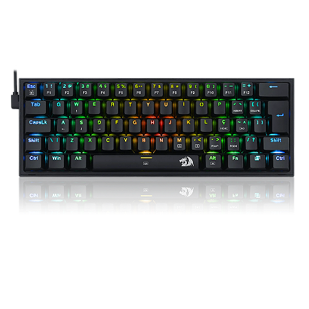 Teclado Mecânico Gamer Redragon Fizz, RGB, Switch Brown - K617-RGB-B