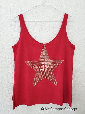 T-Shirt Regata Colorida Estrela Furta-cor em Strass