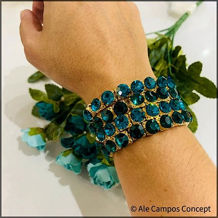 Pulseiras Cravjedas com Cristais em Tons de Verde