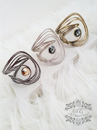 Bracelete Estilizado Regulável com Cristal Swarovski e Diferentes Banhos - Unidade