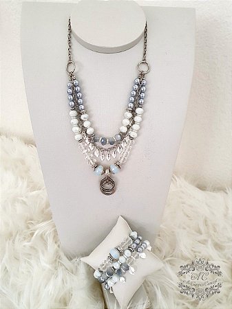 Conjunto Colar e Pulseira Folheados