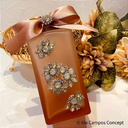 Difusor de Aromas Degradê Salmão Fosco Decorado com Detalhes em Cristal Leitoso