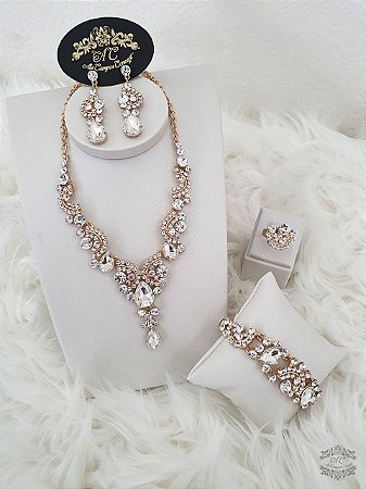 Conjunto Glamour Dourado e Crystal