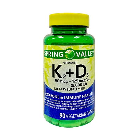 K2 90mcg + D3 5000iu - Vitamina Spring Valley - 90 und