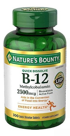 Vitamina B12 2500mcg - Vitamina Natures Bounty - 300 Und
