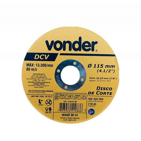 Disco corte DCV vonder  115,0X1,0X22,23