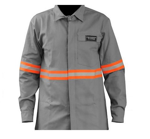 Camisa NR 10 Cedrotech FR cinza com refletivo laranja – CA 44108