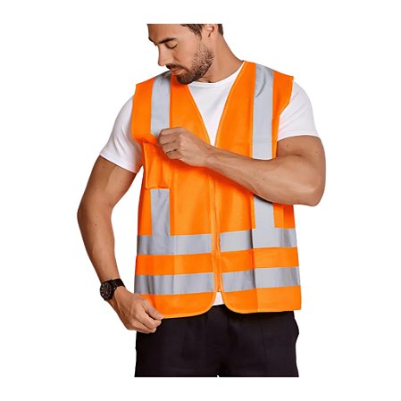 Colete de Sinalização laranja refletivo 1 Bolso SUPER SAFETY CA Isento