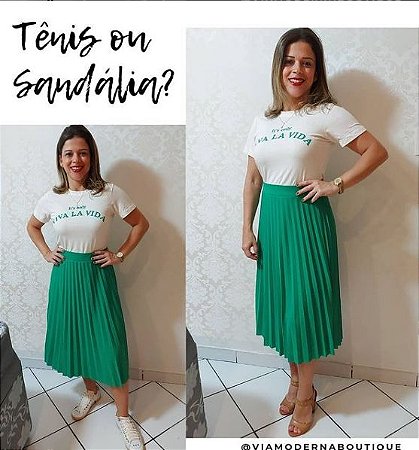 Conjunto saia plissada e blusa Clearance