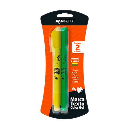 MARCA TEXTO GEL AMARELO E VERDE 2 UN JOCAR OFFICE