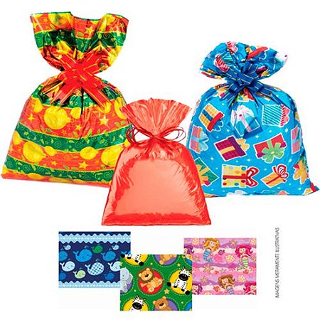 SACO DE PRESENTE METALICO PEROLIZADO SORTIDO N9 45X60 CM 100 UN VMP
