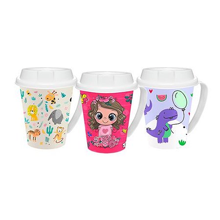 UD - CANECA DECORADA COM TAMPA 360 ML JAGUAR