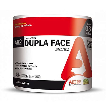 FITA DUPLA FACE BRANCA 12MMx30M 482 8 UN ADERE