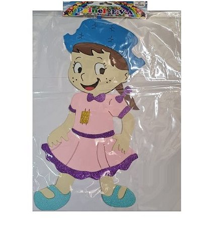 APLIQUE GRANDE 43X22 CM GAROTA CAIPIRA EM E.V.A DECORE COM ARTE