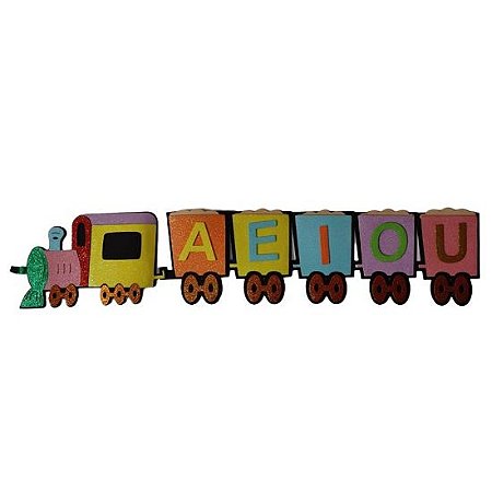 APLIQUE GRANDE 15X80 CM TREM VOGAIS EM E.V.A DECORE COM ARTE