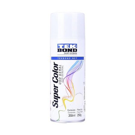 TINTA SPRAY SUPER COLOR BRANCO BRILHANTE USO GERAL 350 ML (250G) TEKBOND