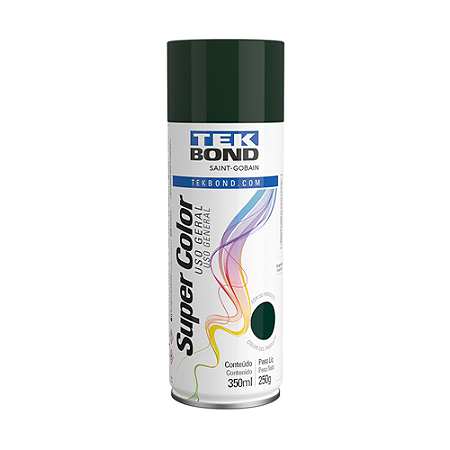 TINTA SPRAY SUPER COLOR PRETO BRILHANTE USO GERAL 350 ML (250G) TEKBOND