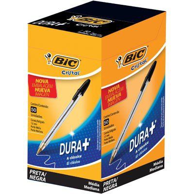 CANETA ESFEROGRÁFICA BIC 1.0MM CRISTAL PRETA 50 UN