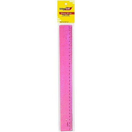 REGUA DE 30 CM HOLOGRAFICA GLITTER NEW LINE ROSA MAXCRIL