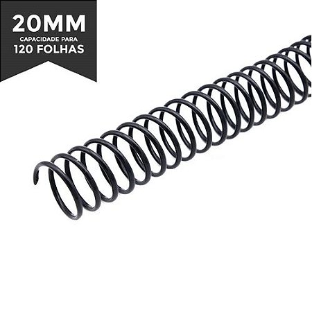 ESPIRAL PARA ENCADERNAÇÃO 20MM PRETO (120 FOLHAS) 70 UNIDADES LASSANE