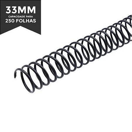 ESPIRAL PARA ENCADERNAÇÃO 33MM PRETO (250 FOLHAS) 25 UNIDADES LASSANE