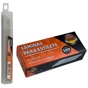 LAMINA PARA ESTILETE METAL ESTREITO 9MM CAIXA COM 100 UN JOCAR OFFICE