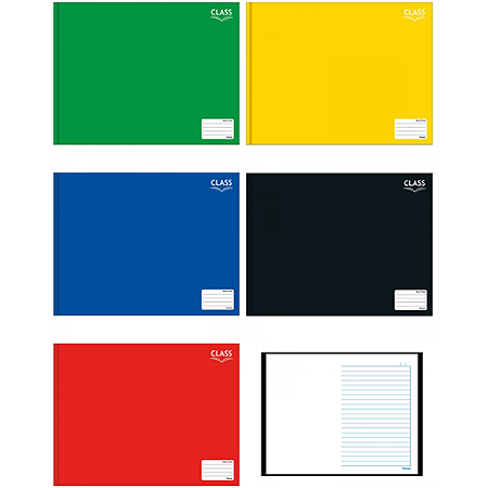 CADERNO CAPA DURA BROCHURA MEIA PAUTA CORES SORTIDAS 80 FOLHAS (5UN) 190 x 248 MM CLASS FORONI