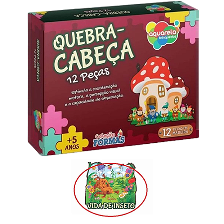 BRINQUEDO - QUEBRA CABECA 12 PECAS COLECAO FORMAS VIDA DE INSETO AQUARELA BRINQUEDOS