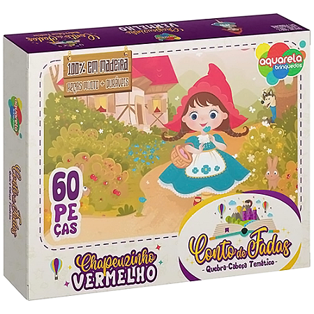 BRINQUEDO - QUEBRA CABECA 60 PECAS COLECAO CONTO DE FADAS CHAPEUZINHO VERMELHO AQUARELA BRINQUEDOS