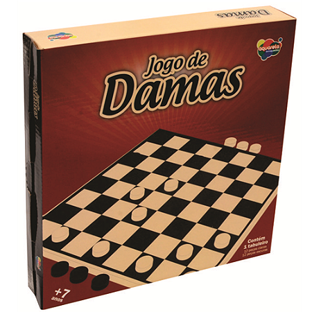 BRINQUEDO - JOGO DE DAMAS 1 TABULEIRO E 24 PEÇAS EM MADEIRA AQUARELA BRINQUEDOS