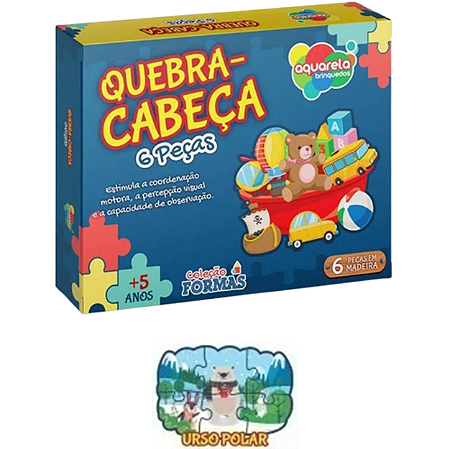 BRINQUEDO - QUEBRA CABECA 6 PECAS COLECAO FORMAS URSO POLAR AQUARELA BRINQUEDOS