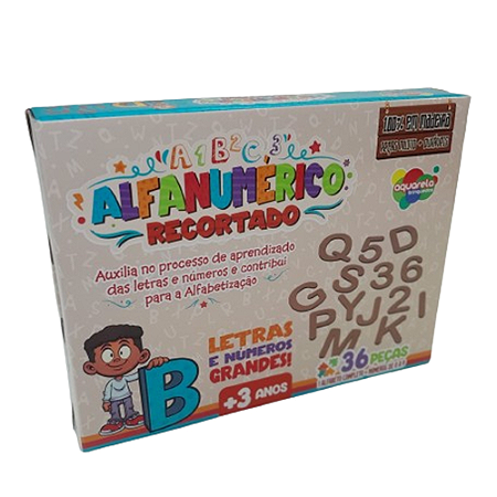 BRINQUEDO - ALFANUMERICO RECORTADO 36 PEÇAS AQUARELA BRINQUEDOS