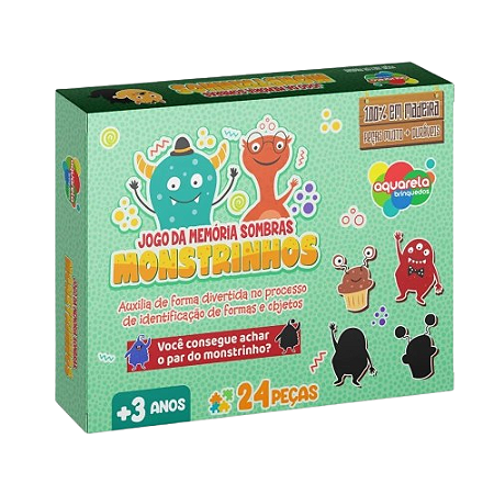 BRINQUEDO - JOGO DA MEMORIA SOMBRAS MONSTRINHOS 24 PEÇAS AQUARELA BRINQUEDOS
