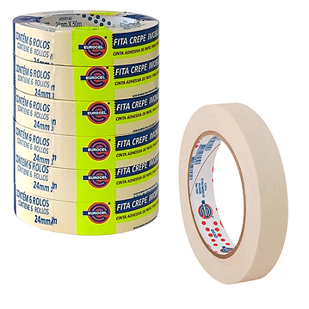 FITA CREPE 24MM X 50M 6 UNIDADES EUROCEL