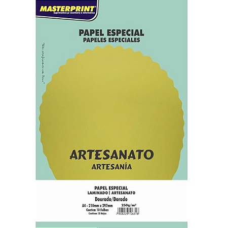 PAPEL ESPECIAL LAMICOTE DOURADO A4 250G 10 FOLHAS MASTERPRINT